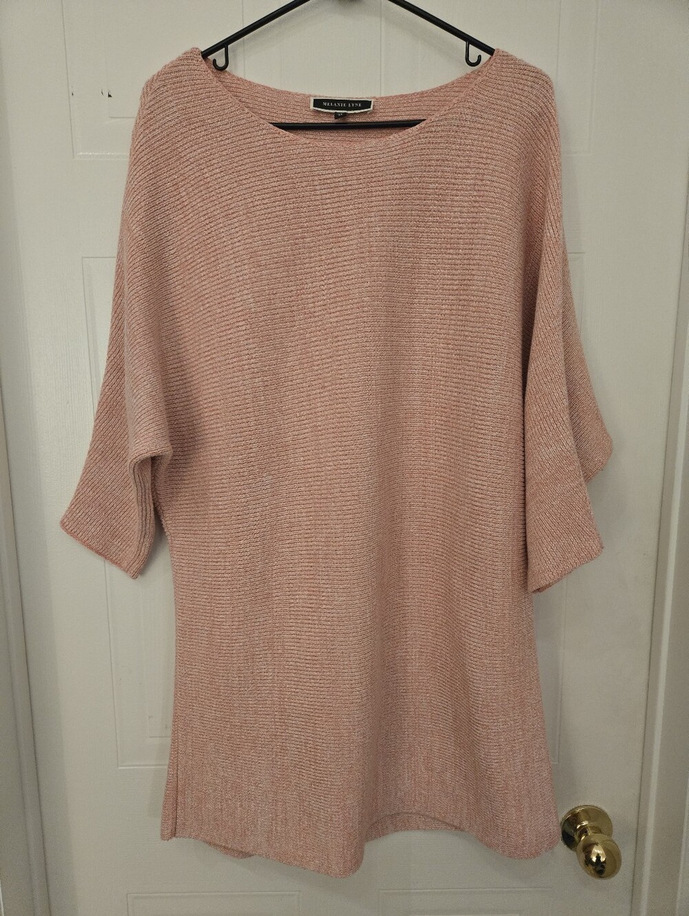 XL Melanie Lyne Blush Pink Lurex Boat Neck Sweater Dress Or Tunic